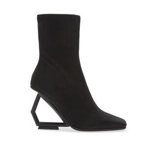 JEFFREY CAMPBELL Herio Square Toe Booties Heels Size 6 Black Neoprene NEW $204